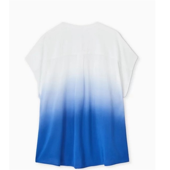 Torrid Blue Dip Dye Challis Ombré Dolman Blouse Top Dolman Fit NEW Women’s Sz 4X - Picture 4 of 15